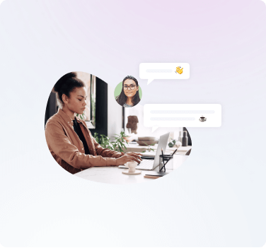 Illustration with a person chatting in messenger