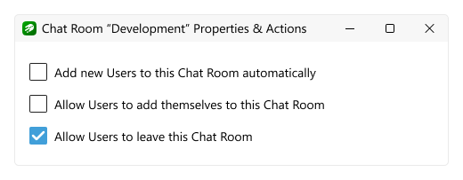 Screenshot of group chat room options