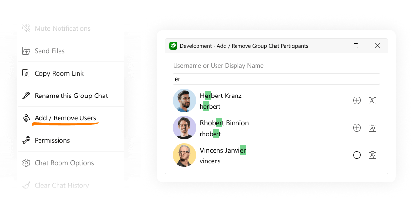 Illustration of managing group chat participants