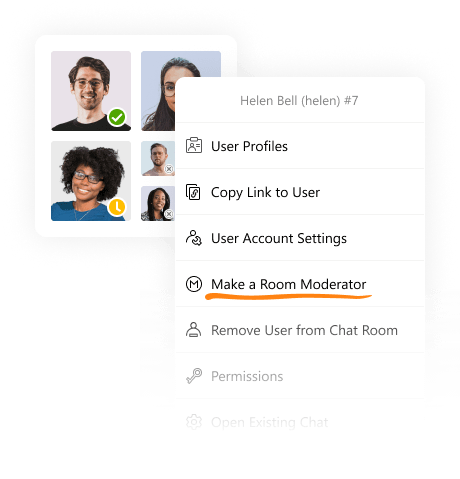 Illustration of granting room moderator permission