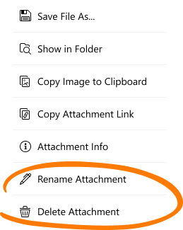 Screenshot of chat message attachment context menu