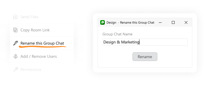 Illustration of renaming group chat room
