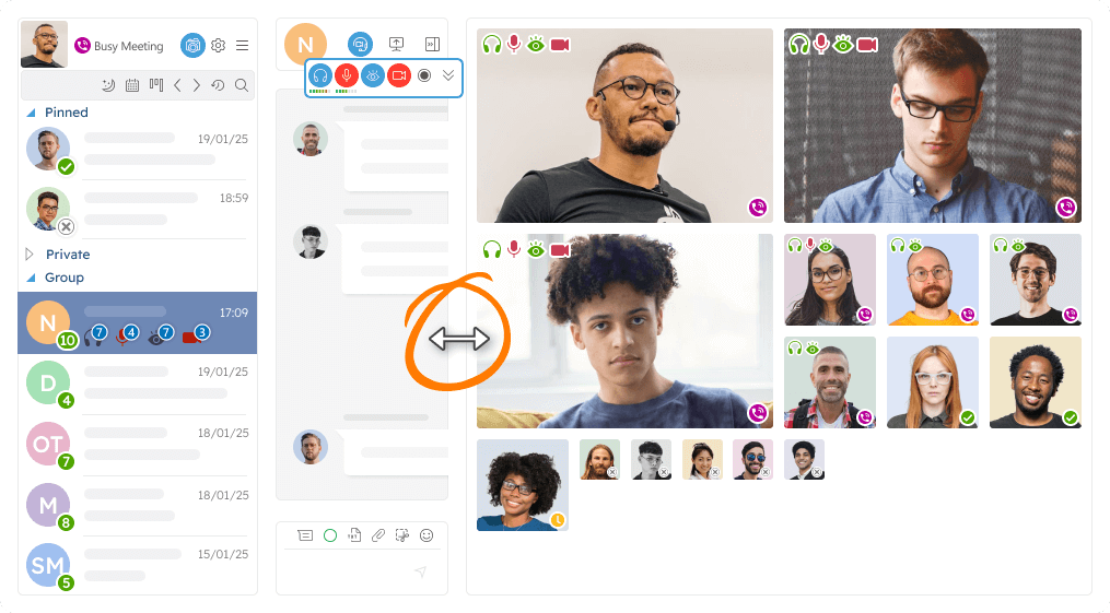 Illustration of video streaming during meeting