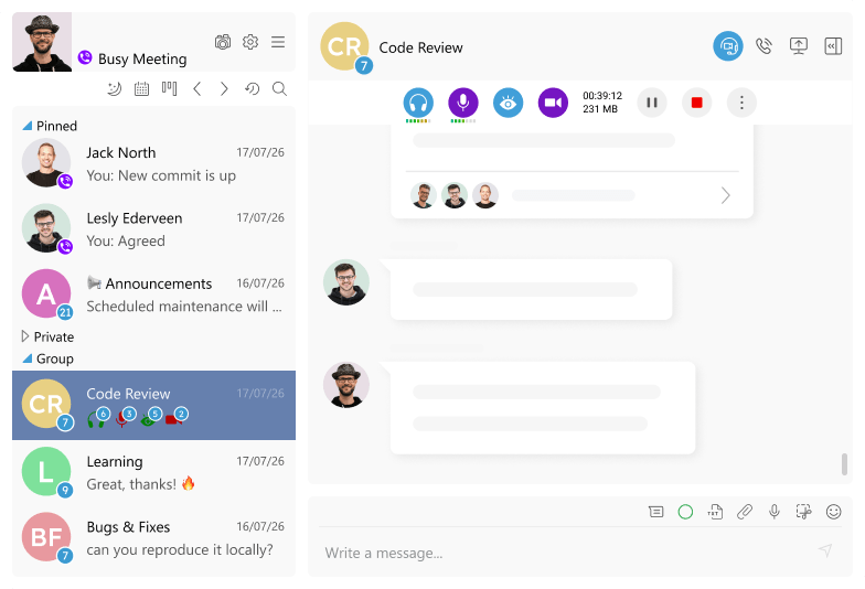Self-hosted messenger Virola screenshot