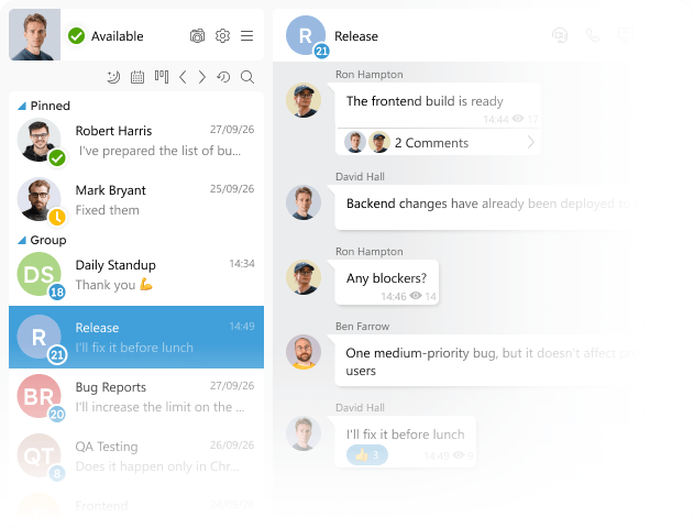 Illustration of group and private chat rooms