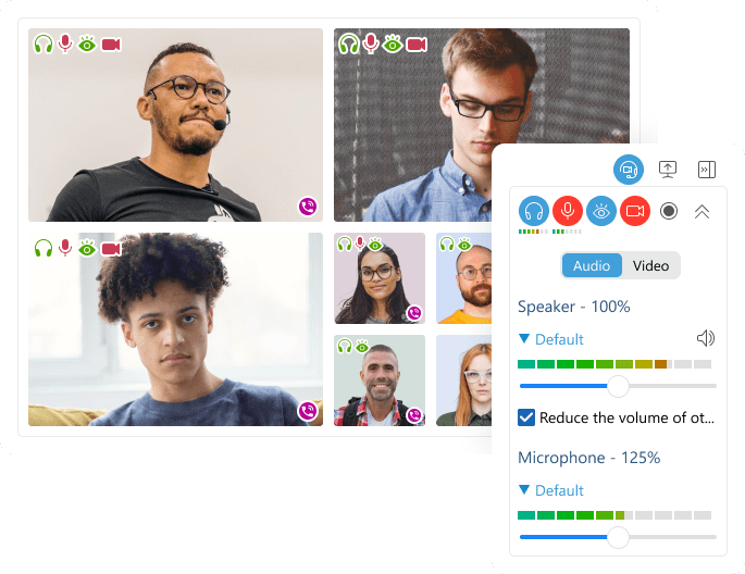 Join or leave audio/video conference with one click Task board in Virola messenger