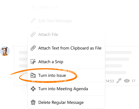 Illustration of converting message to issue