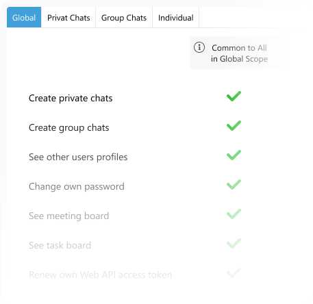 Permissions settings form