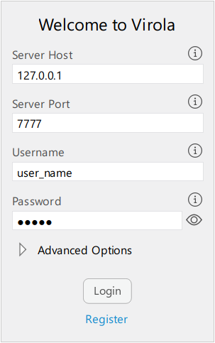 Log into Virola Client Log into Virola Client