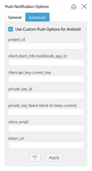Screenshot custom push notifications options